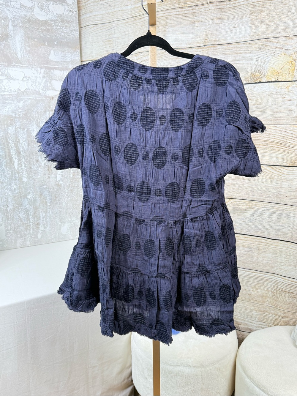Umgee Dobby Dot Jacquard Tiered Babydoll Top NWT - Picture 8 of 9